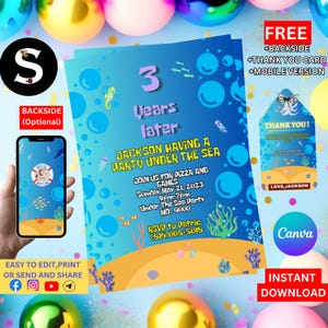 Convite com tema de aniversário, cartão de agradecimento, desenho animado, herói de anime, cartão personalizável, convite editável para meninos e meninas, ideia de presente para impressão, tema de festa Canva