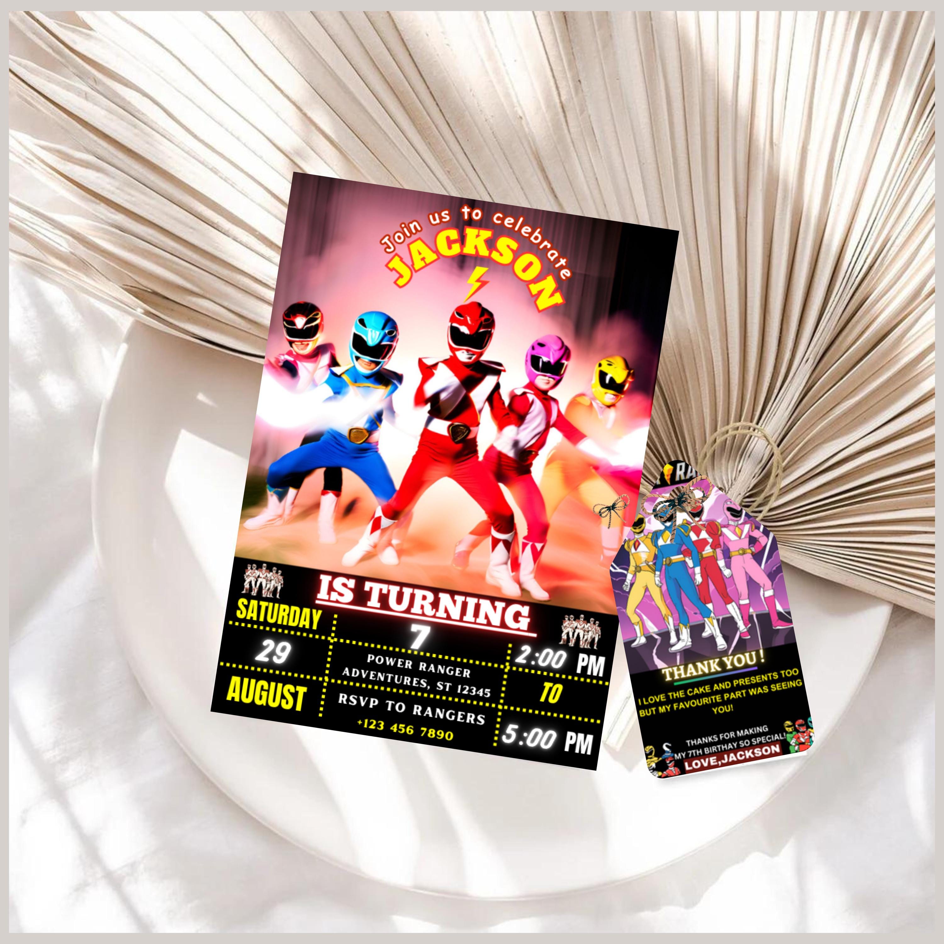 Power Rangers Birthday Digital Invitation Cute Animal Editable Invite ...
