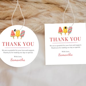 Editable She&#39;s Ready to Pop Baby Shower Favor Tag, Pink Popsicle Baby Shower Thank You Tag, Girl Summer Baby Shower Party Favors, BBS 107