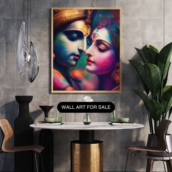 Radha Krishna painting - Radha Krishna Art - Printable Poster - DIGITAL - Hindu God Art - Wall decoration Radha Krishna - DIGITAL DOWNLOAD