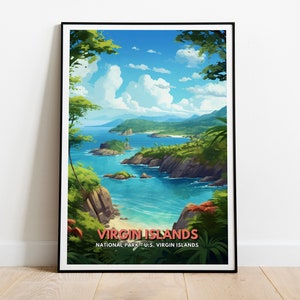 Virgin Islands National Park | Wall Art Print | USVI | National Park Prints Colorful Illustration | DIGITAL Download PRINTABLE Poster