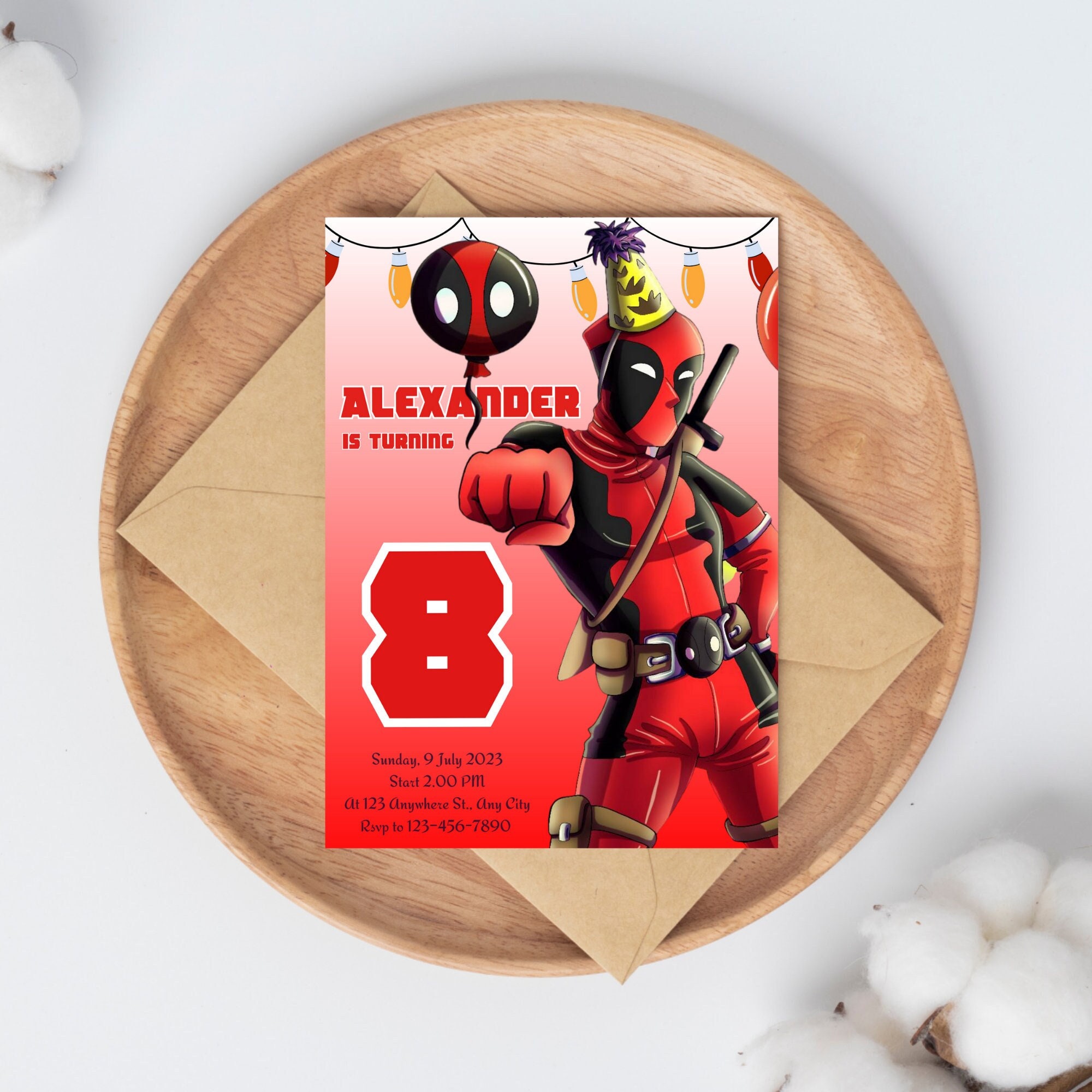 Editable Deadpool Birthday Invitationkids Birthday Invitation - Etsy