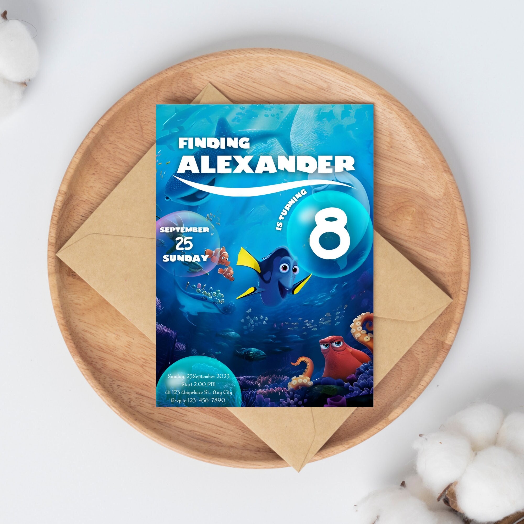 Editable Finding Dory Birthday Party Invitation,finding Nemo Birthday ...