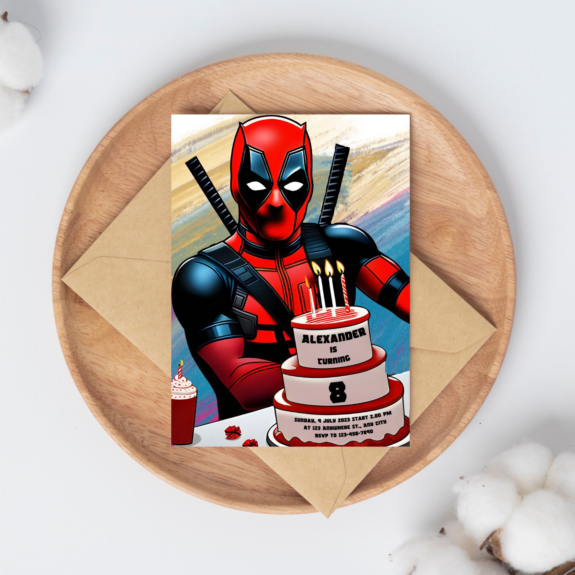 Editable Deadpool Birthday Invitation,kids Birthday Invitation Template ...