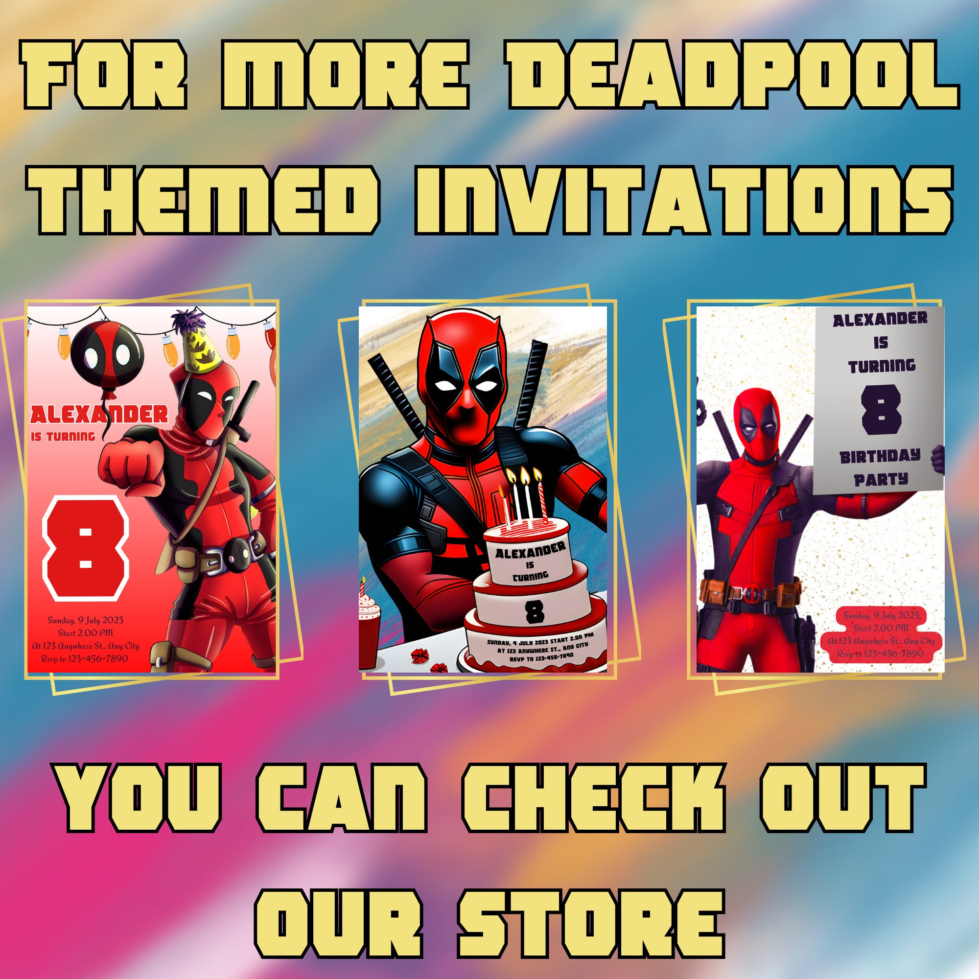 Editable Deadpool Birthday Invitationkids Birthday Invitation Etsy
