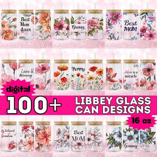 Lot de 16 OZ pour la mère, la maman, le gobelet en verre Libbey, Sublimation, Lot de 16 oz de film en verre Libbey, téléchargement numérique