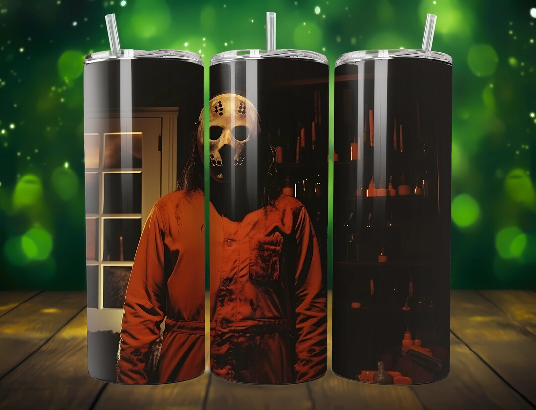 Halloween Horror Movie Hockey Mask 20 Oz Skinny Tumbler Etsy