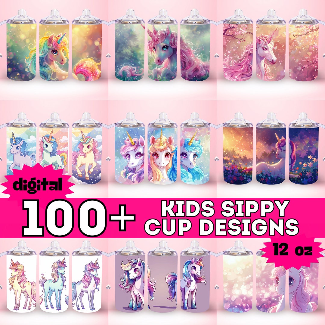 12OZ Sippy Cup Kids Tumbler Wrap Cute Unicorn Girl 12 Oz Kid Tumbler ...