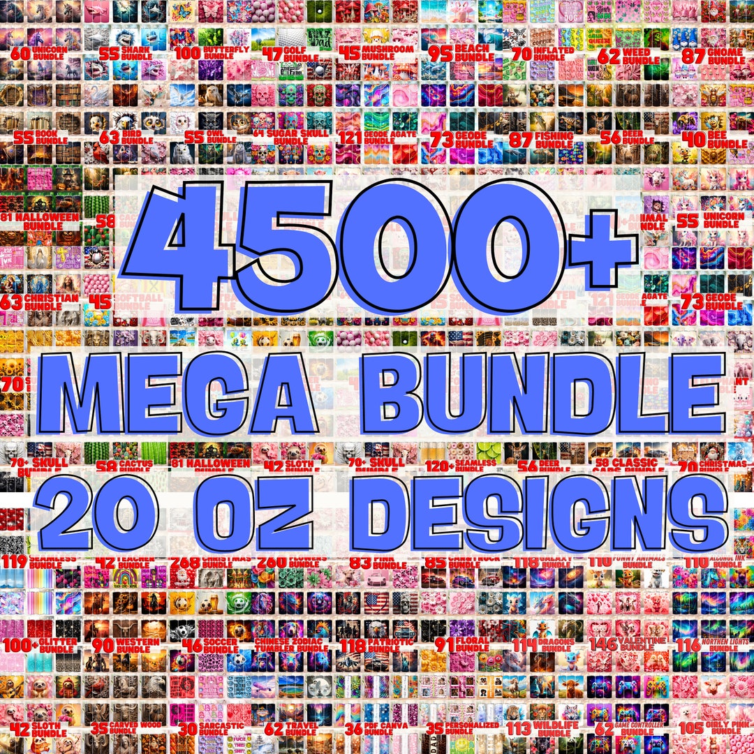 Mega Bundle 3D Tumbler Wrap Bundle Tumbler Wraps, 20oz Skinny Tumbler ...
