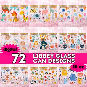 Bundle 16OZ Cute Libbey Glas Cup Wrap Sublimationsentwürfe 16 Unze Libbey Glass Wrap Bundle, digitaler Download