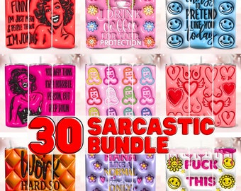 Bundle Sarcastic Funny Inflated 3D Tumbler Wrap Bundle, 20oz Skinny Tumbler Sublimation Design, Digital Download