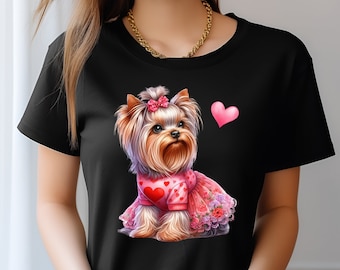 Camiseta de San Valentín con diseño de Yorkshire Terrier: Regalo divertido para amantes de los perros Yorkshire Terrier.
