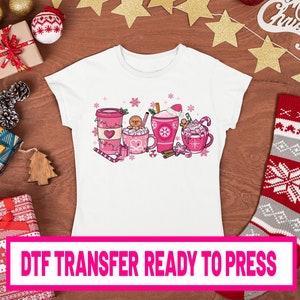 Christmas Coffee DTF Print Ready to Press Dtf Transfers Merry Christmas Transfers Heat Transfer Ready Dtf transfer Direct to Film Transfer