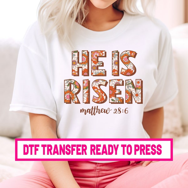 Happy Easter DTF Transfer, Ready to Press, Heat Transfer Designs, T-shirt Transfers, Easter Direct to Film Transfers,DTF Prints, He Is Risen