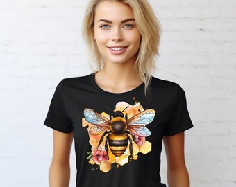 Bee Shirt, Bee Tshirt, Save The Bees Shirt, Bee Shirts For Women, Honey Bee Shirt, Honeycomb Shirt,Flower Shirt, Wild Flowers Tee,Boho Shirt