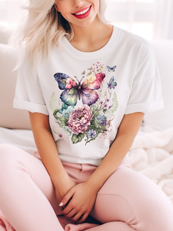 Vintage Butterfly Shirt, Nature Tshirt, Nature Lover T-Shirt, Aesthetic Butterfly, Gift For Her, Plus Size TShirts, Boho TShirt