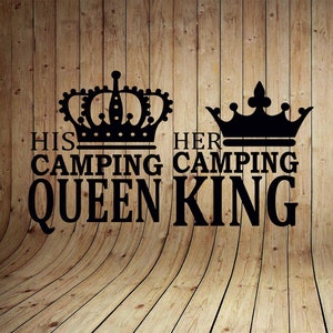 Vector Su Camping Reina Su Rey, Reina Rey svg, Silueta Reina Rey svg, Camisa Pareja Svg, Camisa Familiar svg, Corona svg, Día de San Valentín