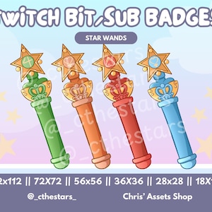 Cute Sailor Moon Transformation Star Wand Bit/Sub Badges for Twitch, YouTube, and Discord! - Instant Download || Twitch Assets