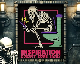 Inspiration Skelett Kreuzstich-Muster: Sarkastisches Halloween Dekor (PDF-Muster)