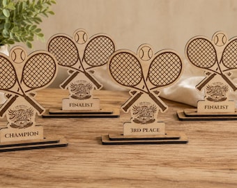 Custom Wood Sports Trophy – Engraved Award for Pickleball, Golf, Tennis, Baseball – Bulk Tournament Prize