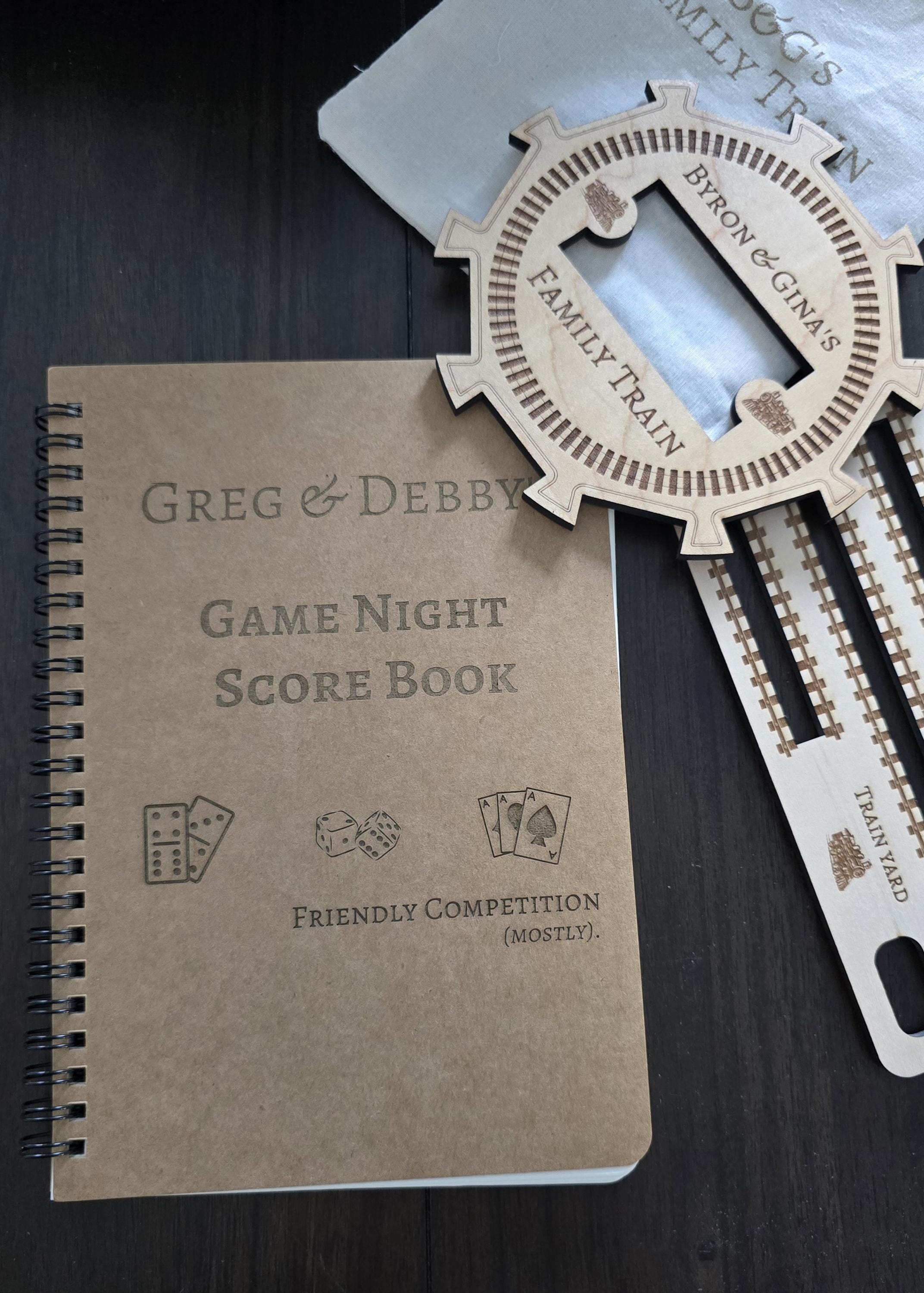 Custom Engraved Family Game Night Score Book Kraft Notebook – 8.3" x 5.8"
