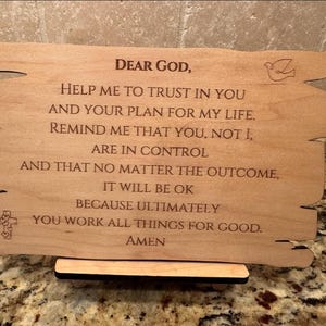 Custom Engraved Prayer Plaque – Maple Wood – Stand or Magnet. St. Michael Prayer Sign: Engraved Maple Wood, Protection Prayer. Or any prayer