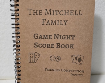 Custom Engraved Family Game Night Score Book Kraft Notebook – 8.3" x 5.8"