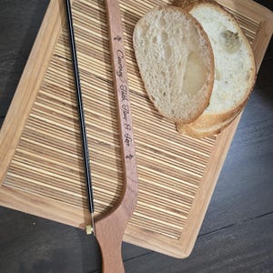 Custom Engraved Sourdough Knife – Handmade Wood Handle, Serrated Bread Cutter