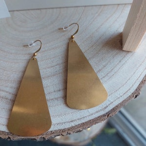 Gold-plated brass triangular dangling earrings