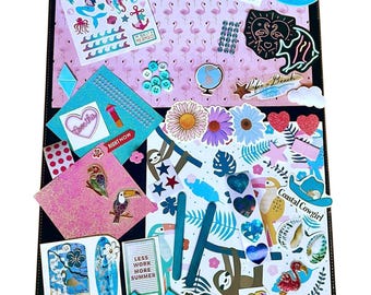 Pink-Blue Summer Scrapbooking Pack | Journal & Craft Supplies