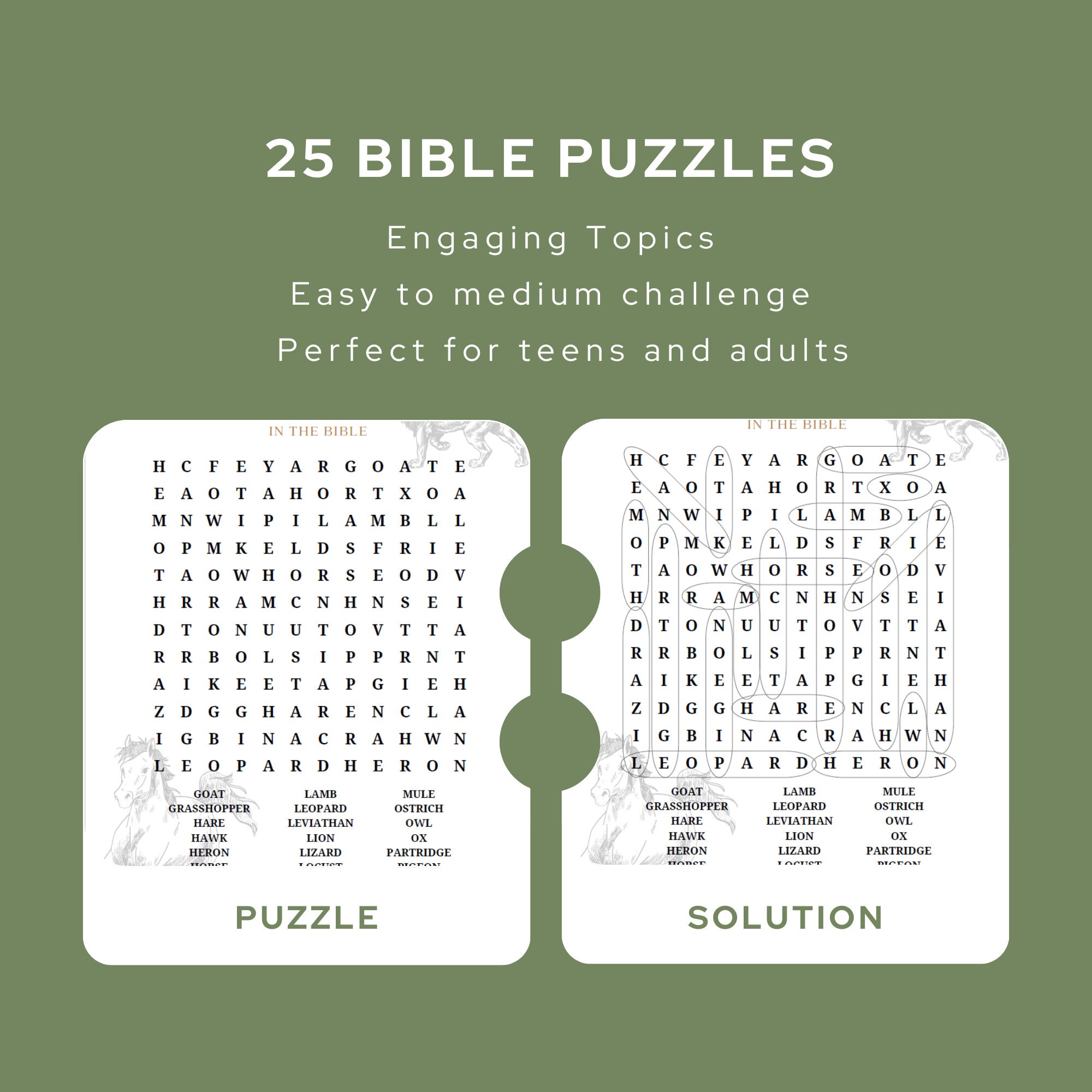 Digital Download, 25 Bible Word Search and Crossword Puzzles, Printable ...
