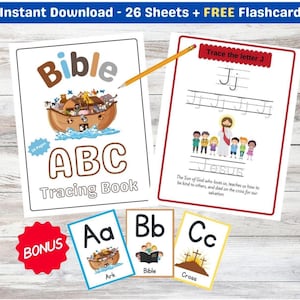 Bible ABC Tracing, Alphabet Writing, Preschool ABC Tracing, ABC Learning, Bible Kids, Christian Kids Learning, Homeschool Alphabet Writing
