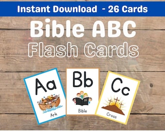 Bible ABC Flashcards, Alphabet Learning, Homeschool Bible Learning, Christian Alphabet, Bible Kids Lesson, Preschool ABC, Kindergarten ABC
