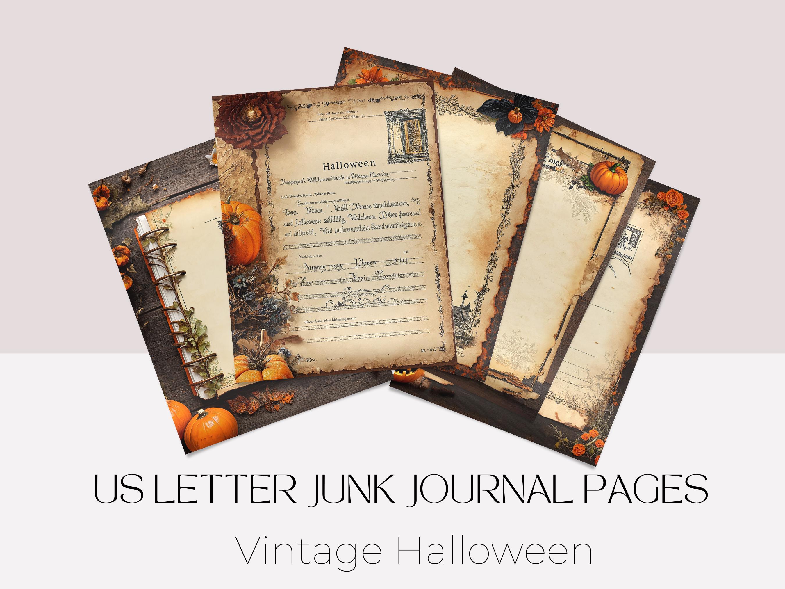 Vintage Halloween Digital Paper Pack | Torn Paper, Dried Flowers ...
