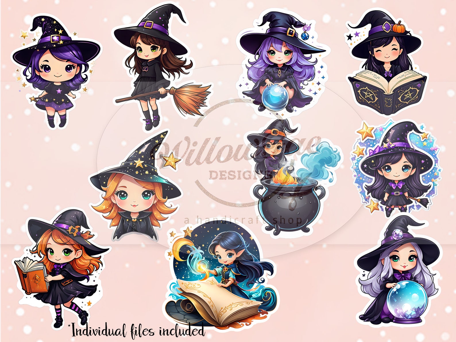Cute Halloween Witch Sticker Set | Digital Download | Journals ...