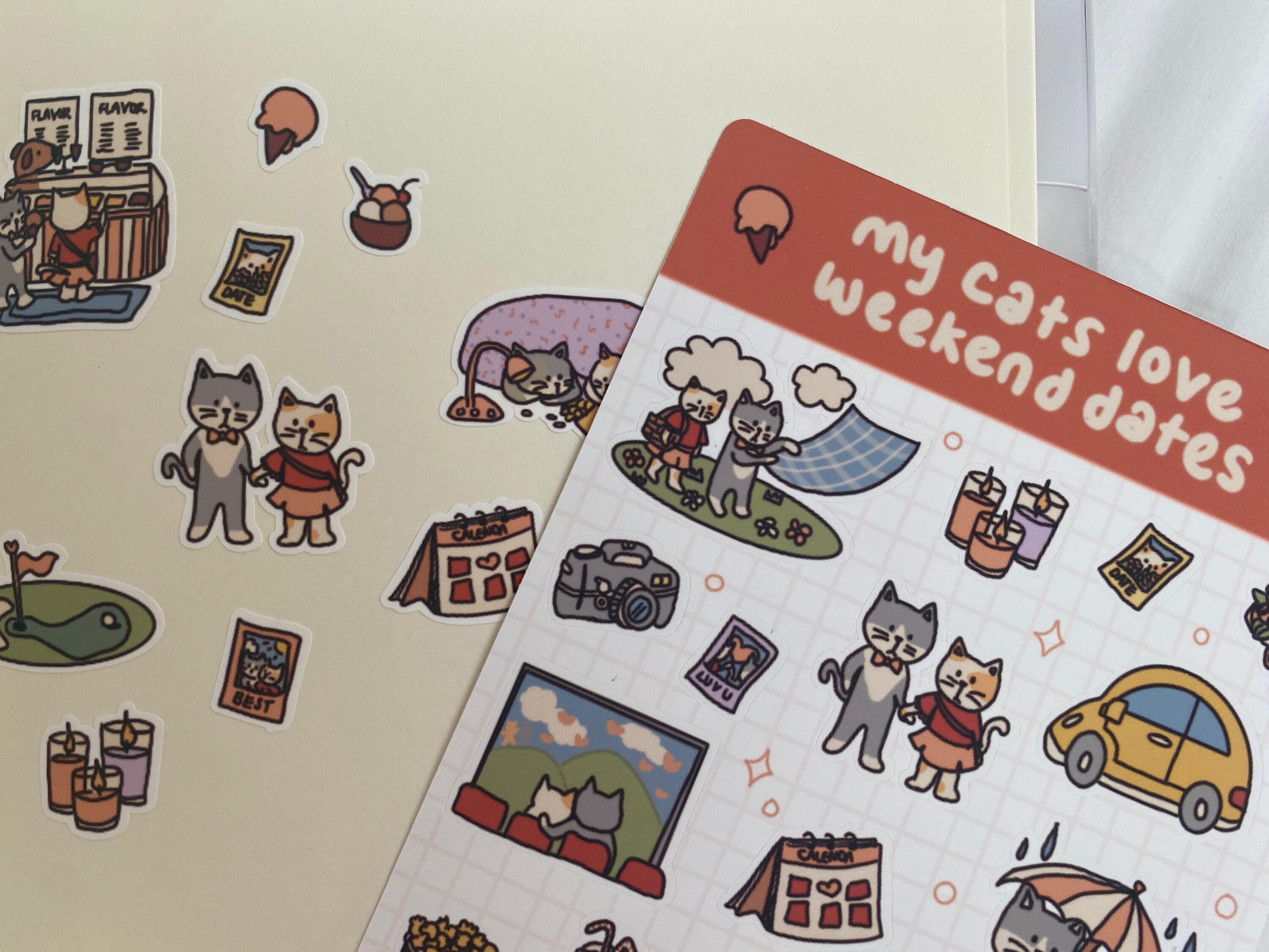 Weekend Date Cat Sticker Sheet Cute Cat Sticker Sheet - Etsy