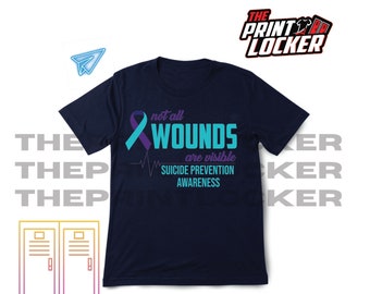 Mental Health Awareness Tshirt, Purple and Teal, Not all wounds are visible, Semicolon, Suicide Prevention Shirt, Unisex