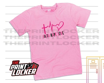 Breast Cancer Awareness shirt, Fight Cancer, Pink Ribbon, October, Pink shirt,  Faith, Hope, Love