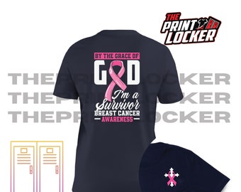 Brustkrebsbewusstsein, Beat Cancer, Familie, Krieger, Oktober, Pink Ribbon, Unisex Tshirt, Durch die Gnade Gottes