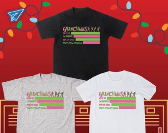 Weihnachten Grinch Tshirt/Rundhalsausschnitt, süße Weihnachtszeit, rosa Grinch, Frohe Weihnachten, Grinchmas, Weihnachtsbaum, Dr. Seuss