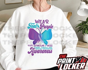 Mental Health Awareness Shirt/Crewneck/Hoodie, Wear Teal und Lila für jemanden, den ich vermisse, Lila und Teal, Suizidprävention, Unisex
