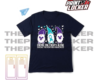 Mental Health Awareness Tshirt, Gnome kämpft allein, Lila und Petrol, Semikolon, Suizidprävention Shirt, Unisex