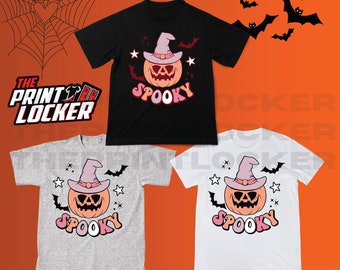 Teacher Friendly Halloween Tshirt/Crewneck/Totebag Spooky, Cute fall seasonal, Pumpkins with a witch hat, bats, cute spooky