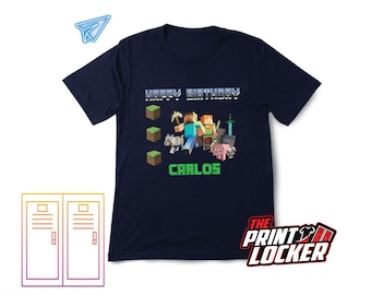 Videospiel Geburtstags-Shirt Motiv, Blöcke, Videospiel Thema Geburtstagsparty, Schwein