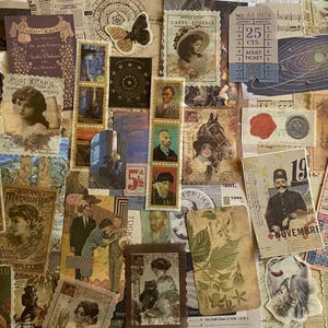 20 st Mini Junk Journal Mystery Grab Bag - stickers - vintage - ephemera - papier - kladjes - journaling - scrapbooking - stickers (VINTAGE)