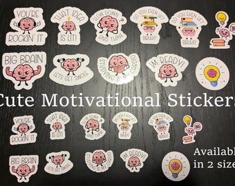 Cute Student Motivational Brains Teacher Sticker Pack-2 Sizes Available- Laminated for Scratch & Water Resistance-School Stickers for kids