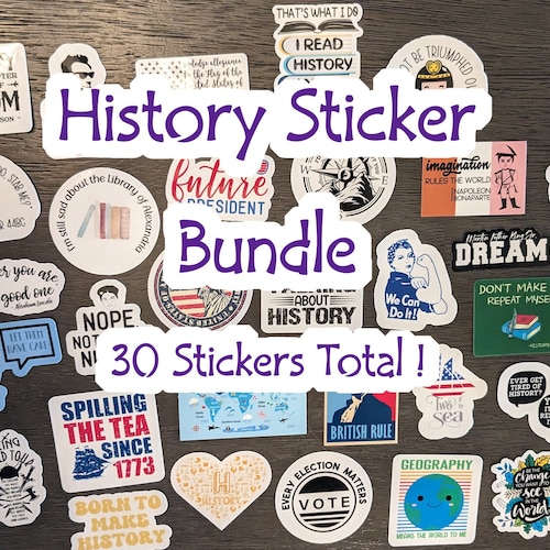 Lot d'autocollants Histoire, cadeaux enseignant étudiant (30 autocollants).