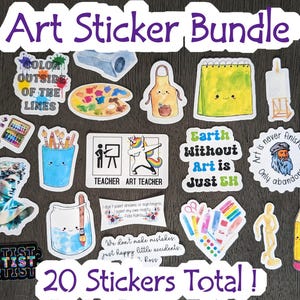 Art Teacher Sticker Bundle-20 Stickers Laminated for Scratch & Water Resistance, Longest Side 2in-Teachers/Student Stickers