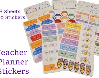 Colorful Teacher Planner Stickers, School Event Reminders