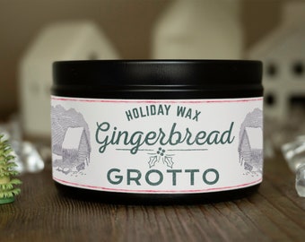 Grotta di pan di zenzero / Candela profumata di Natale / Candela di soia in cera per le feste / Mercatino di Natale tedesco / Candela di Natale / Candela per le feste